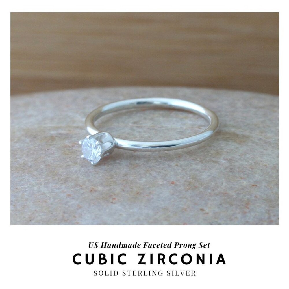 NWT CZ Prong Stacking Ring | US Hand Crafted | 925 Silver | NWT | Sz 8 | Ethical